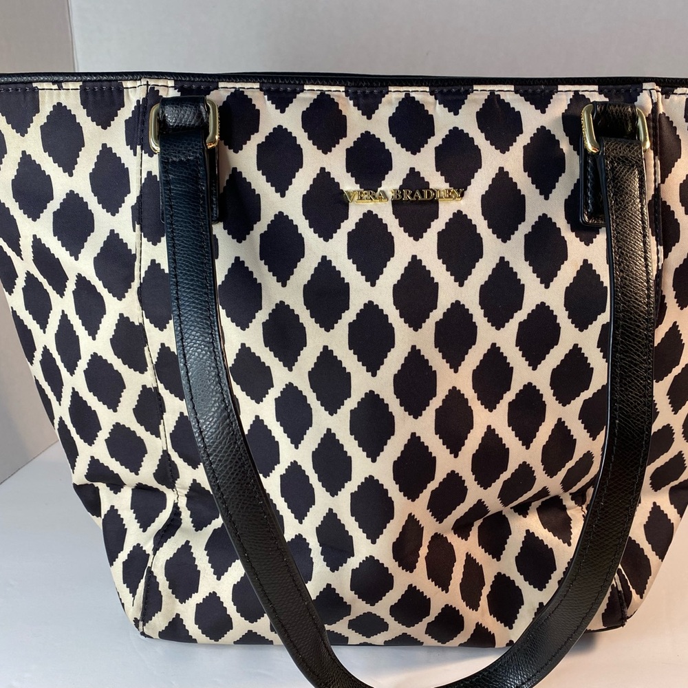 Vera Bradley Lighten Up Tote - Black & Cream Geometric Pattern
